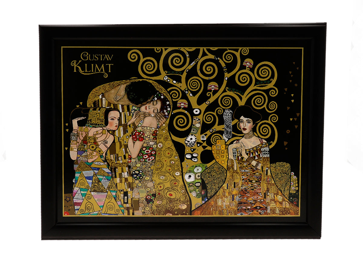 Laptopstandaard G. Klimt, Collage (CARMANI) met mogelijkheid tot personalisatie met gravure, ideaal als cadeau, afmetingen 30.5x40.5cm, stijlvol en comfortabel om op schoot te werken