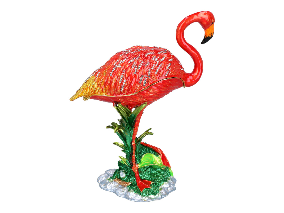 Metalen doosje Flamingo met mogelijkheid tot personalisatie met gravure, decoratief, ideaal als cadeau, 22 cm hoog