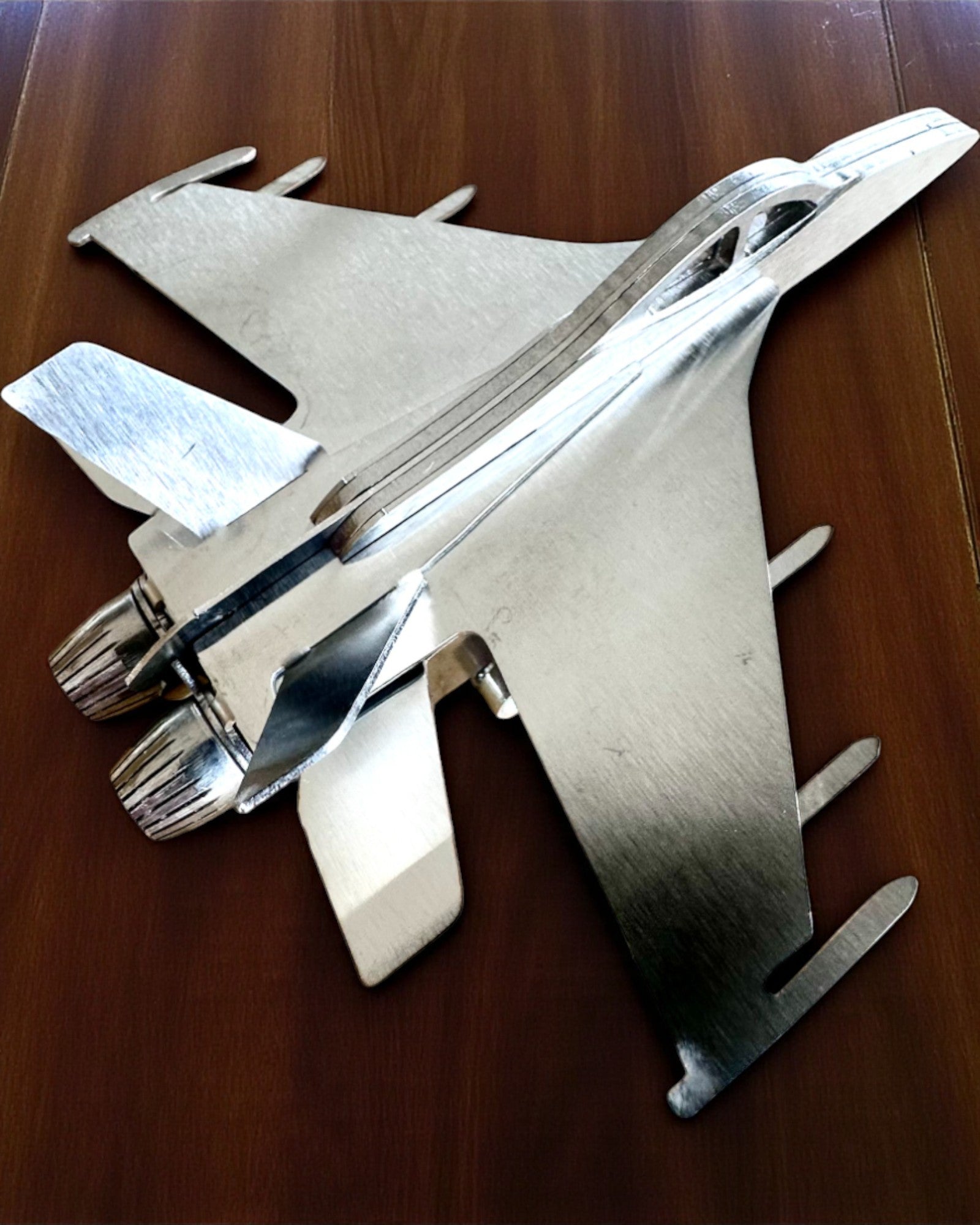 Metalen Model Jachtvliegtuig "SkyRaptor" – roestvrij staal, gepersonaliseerde gravure als cadeau