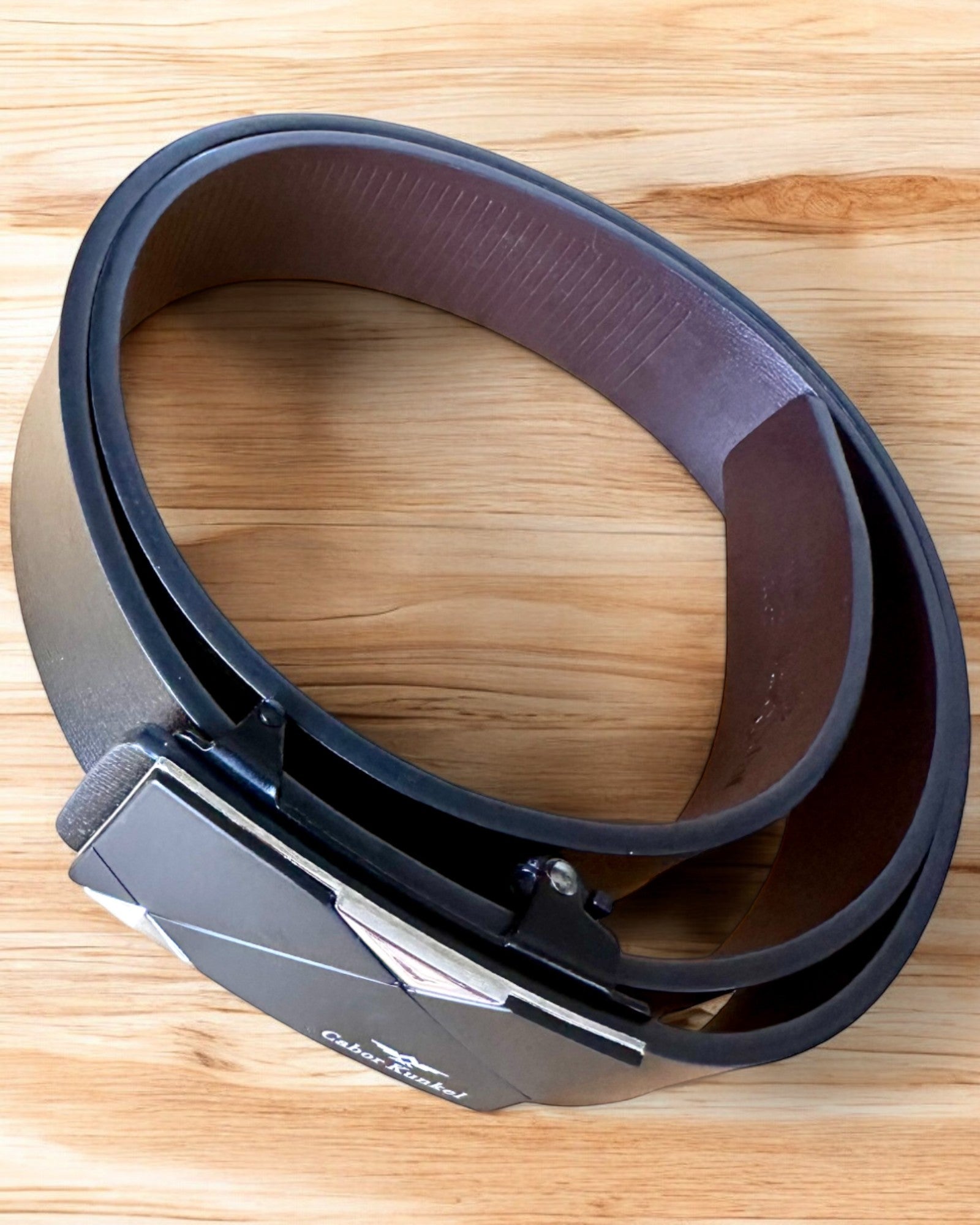 Zwarte Herenriem Met Automatische Gesp Cabor Kunkel, mogelijkheid tot personalisatie met gravure als cadeau