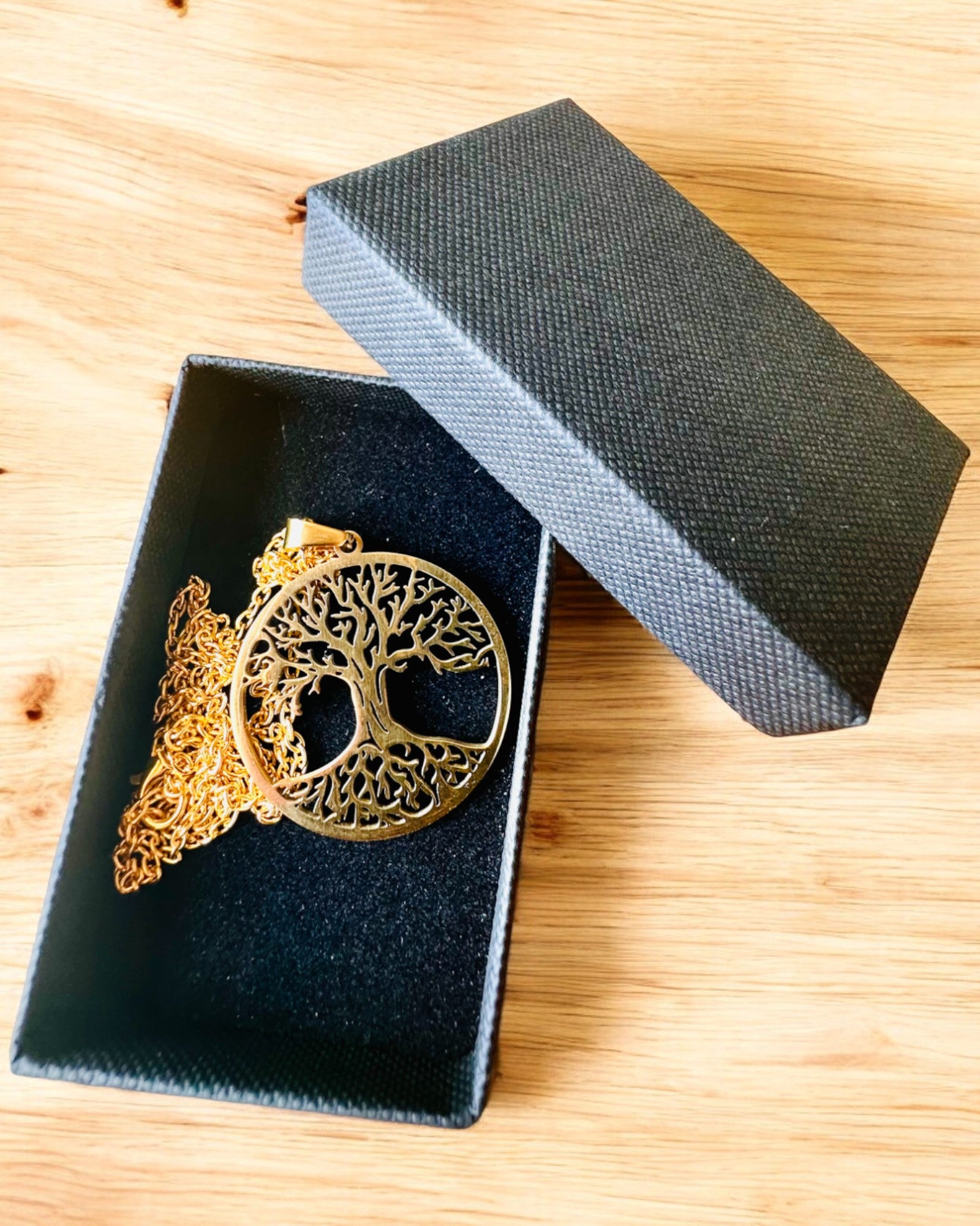 Ketting "Levensboom" van Roestvrij Staal - personalisatie met gravure, 2 kleuropties