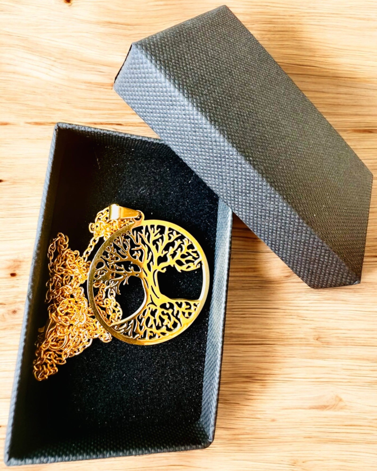 Ketting "Levensboom" van Roestvrij Staal - personalisatie met gravure, 2 kleuropties