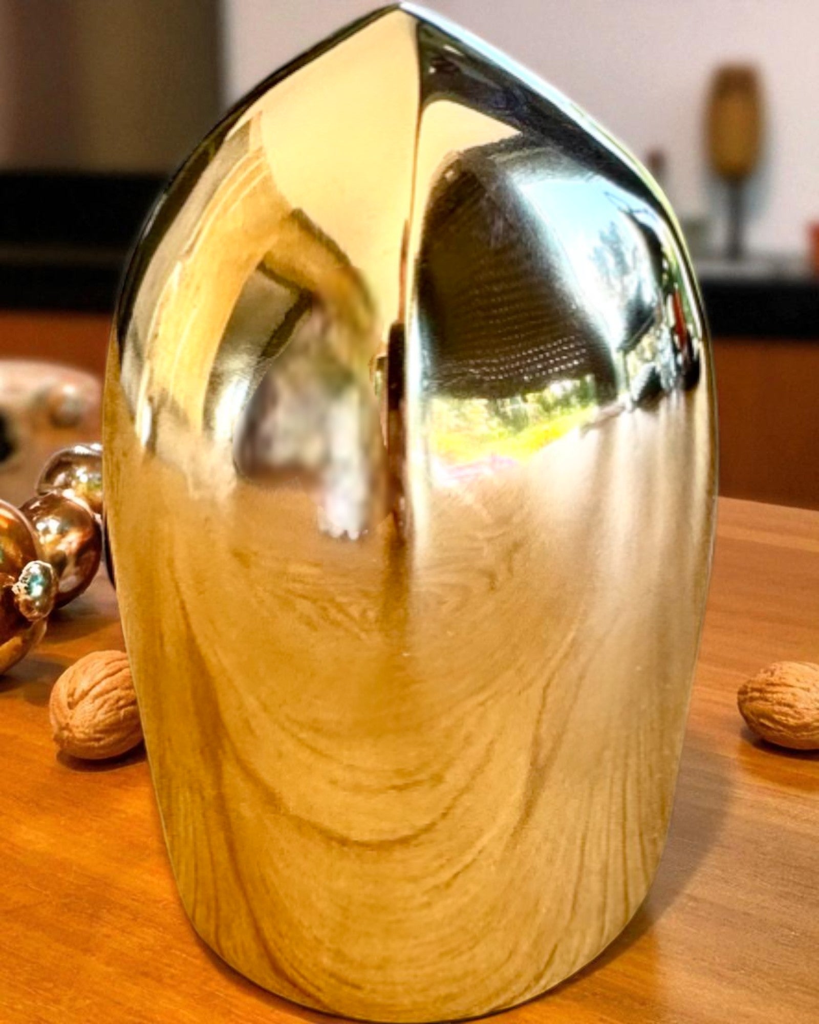 Mini Ridderhelm „Guardian” van messing – handgemaakt, 12 cm, mogelijkheid tot personalisatie met gravure als cadeau