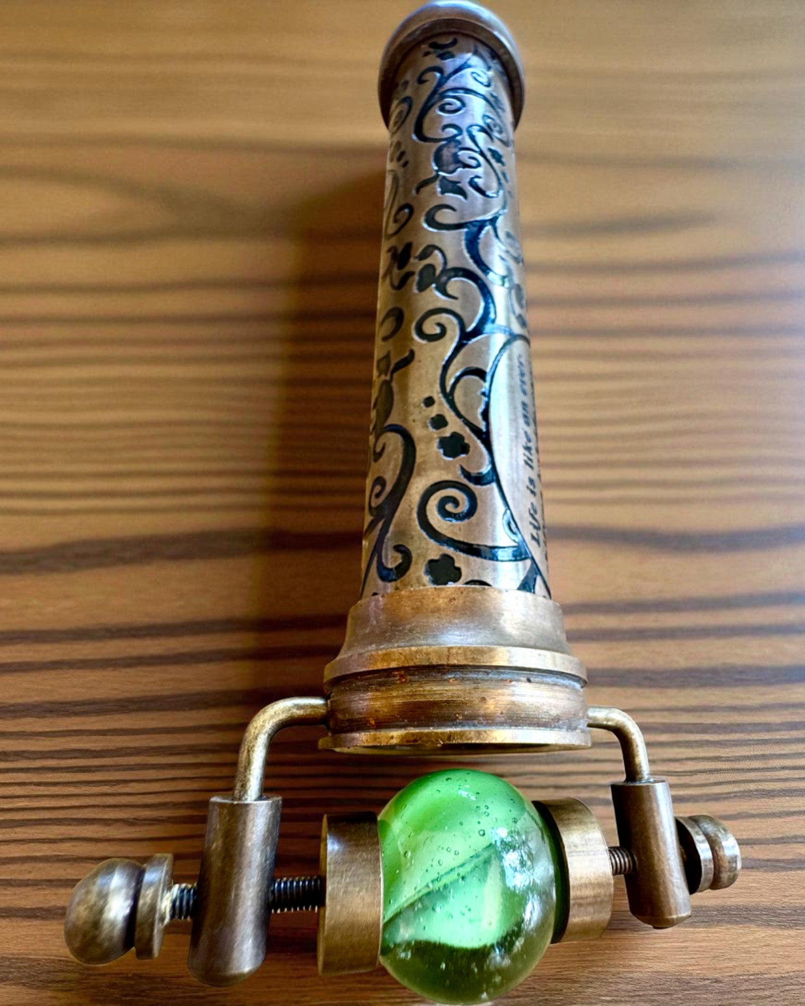 Vintage Kaleidoscoop “Emerald Dreams”, 15 cm – handgemaakt, met mogelijkheid tot personalisatie door gravure als cadeau