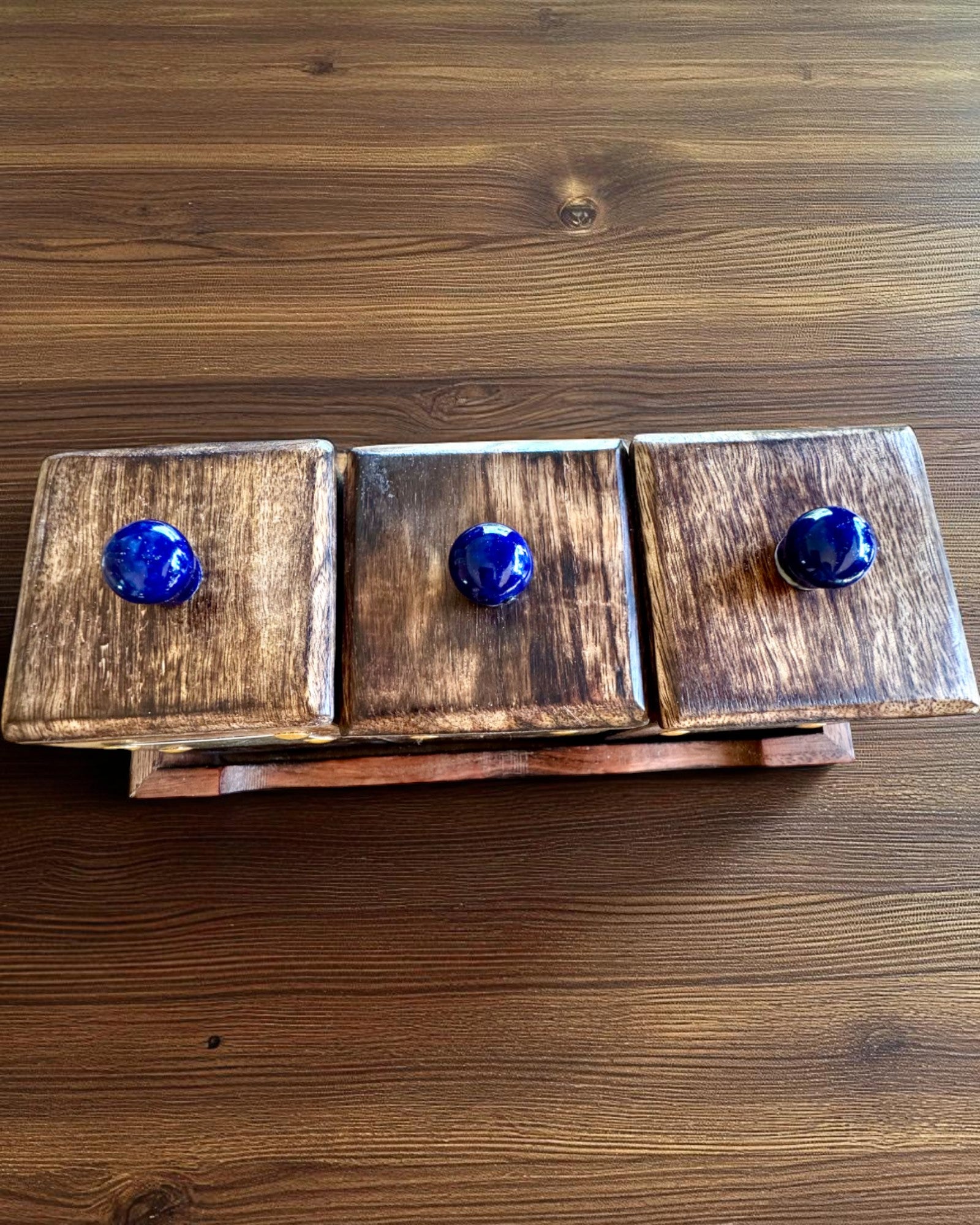 Set Royal Trio – Thee, Koffie, Suiker van Shisham hout, handgemaakt, met optie voor gravure als cadeau