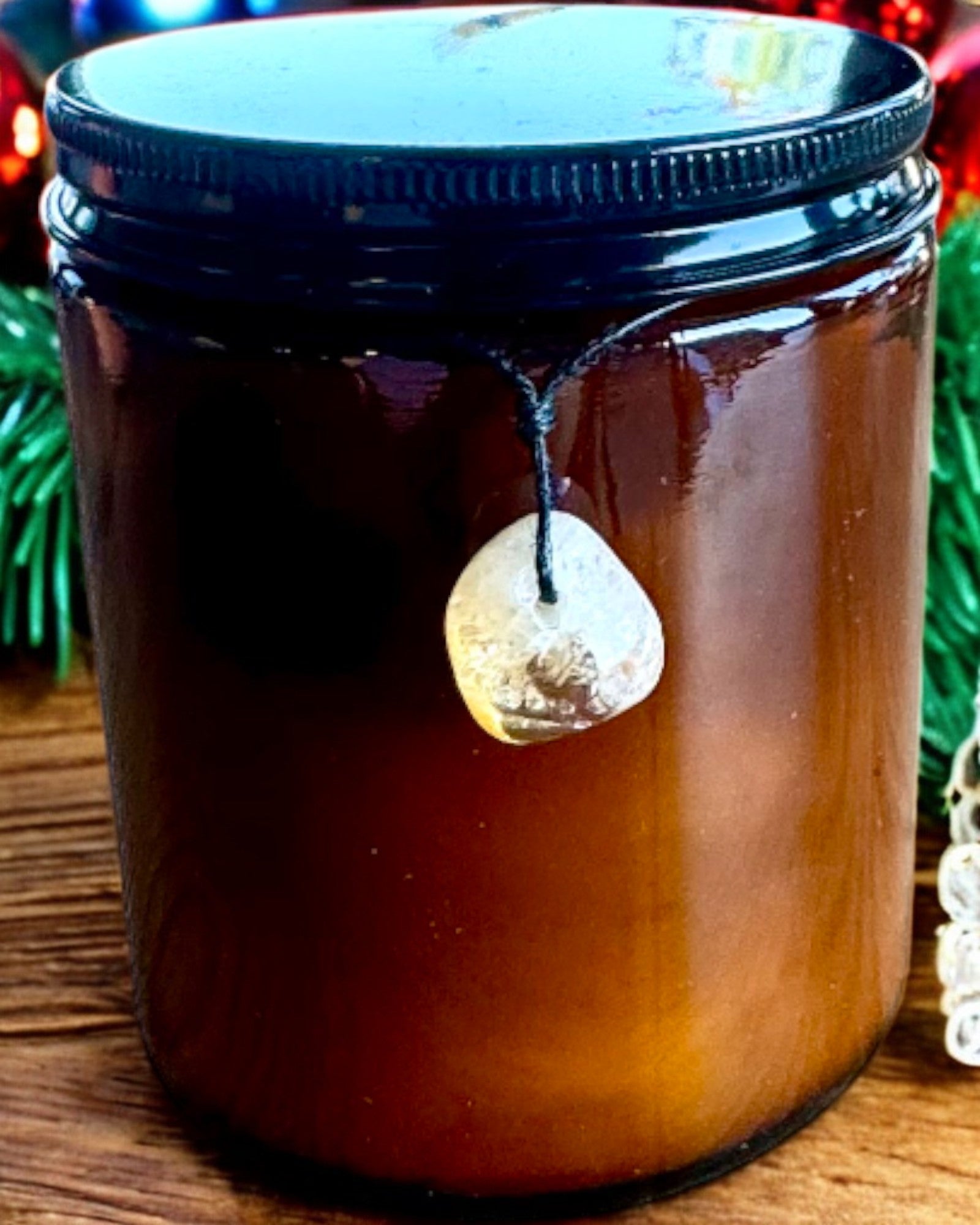 Intentionele sojakaars 250 ml met natuurlijke steen – kies uw energie: citrien of granaat, personalisatie met gravure als cadeau