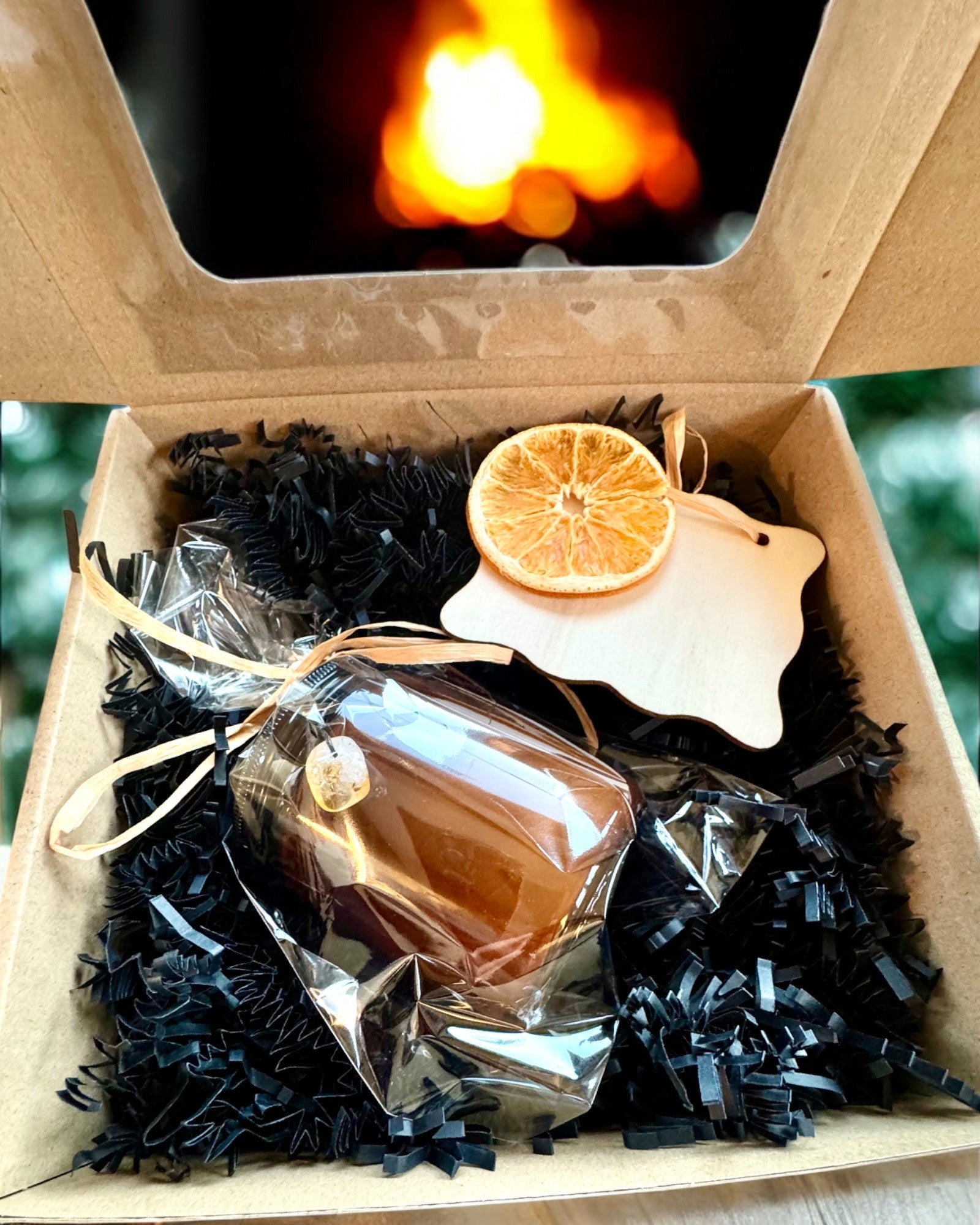 Intentionele sojakaars 250 ml met natuurlijke steen – kies uw energie: citrien of granaat, personalisatie met gravure als cadeau