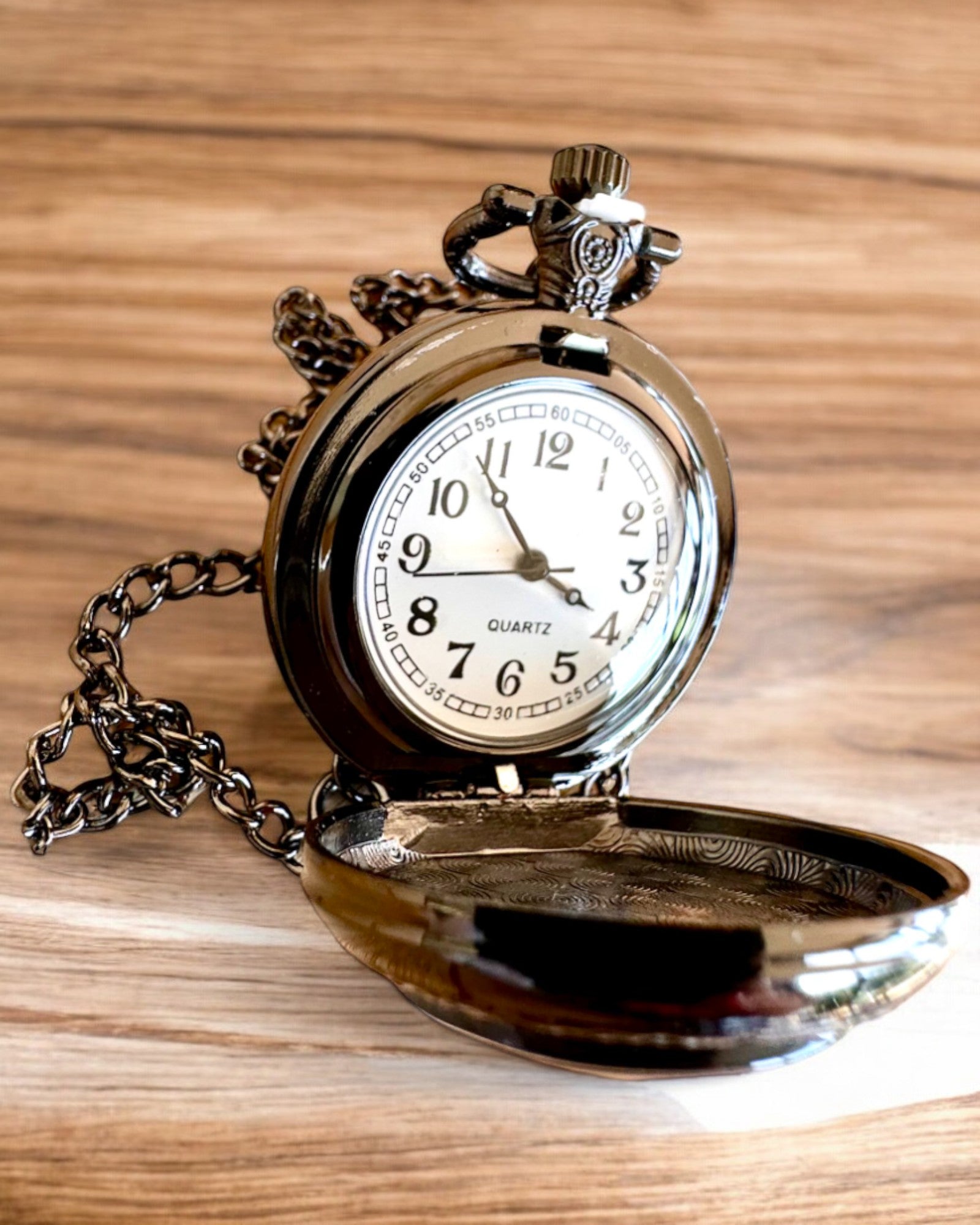 Zakhorloge Unicorn Elegance met ketting, eenhoornmotief, gratis graveren op bestelling