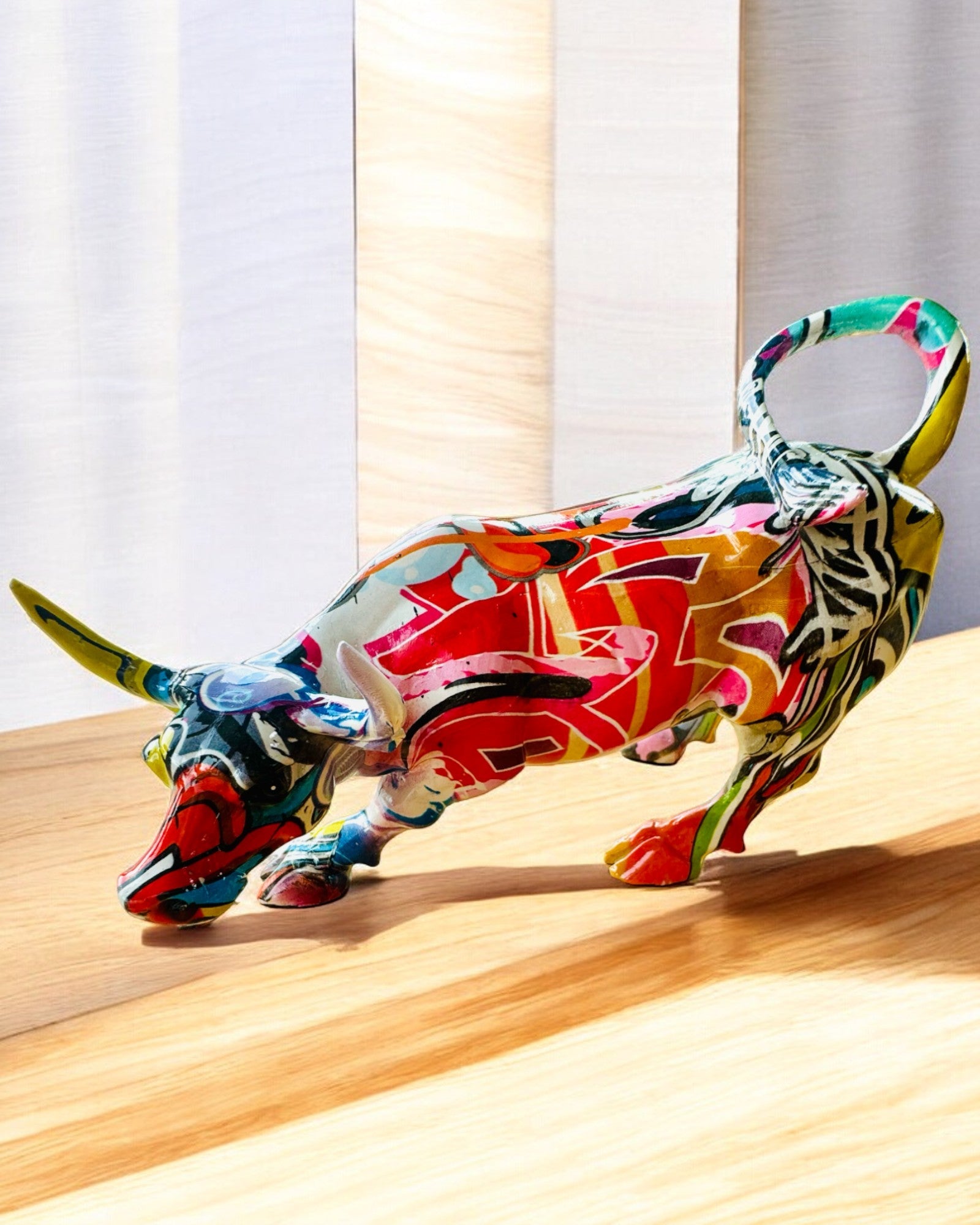 Decoratief Beeld "BullArt" – Unieke Kunst met Graveeroptie - 4 Kleuropties, voor een Gepersonaliseerd Cadeau