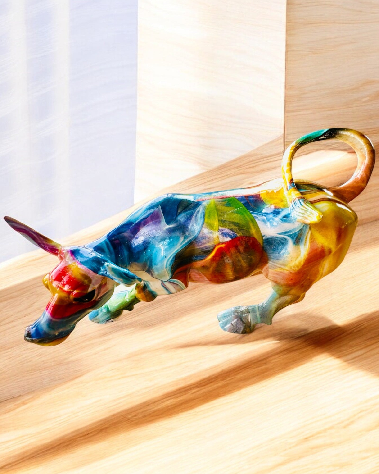 Decoratief Beeld "BullArt" – Unieke Kunst met Graveeroptie - 4 Kleuropties, voor een Gepersonaliseerd Cadeau