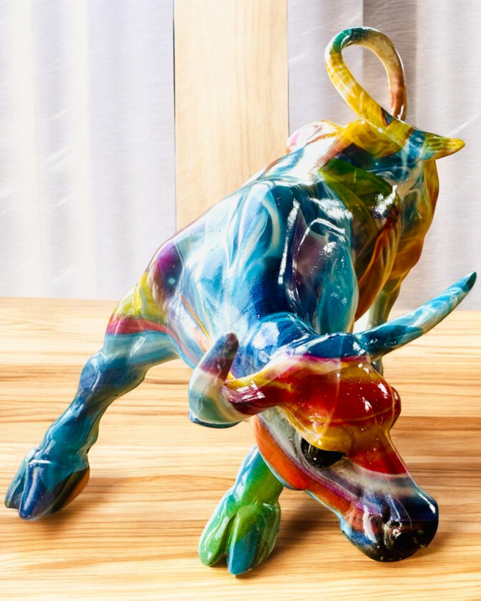 Decoratief Beeld "BullArt" – Unieke Kunst met Graveeroptie - 4 Kleuropties, voor een Gepersonaliseerd Cadeau
