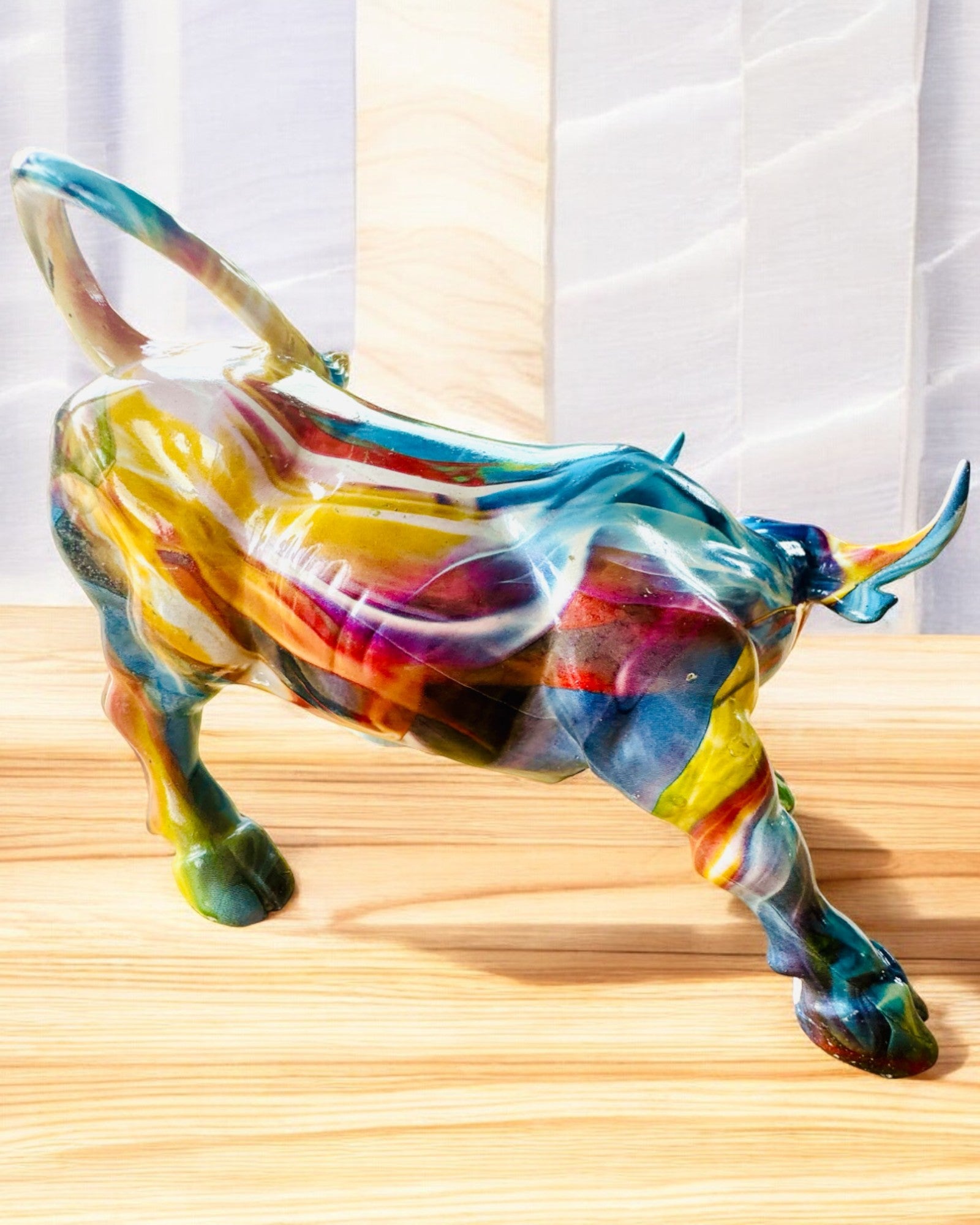 Decoratief Beeld "BullArt" – Unieke Kunst met Graveeroptie - 4 Kleuropties, voor een Gepersonaliseerd Cadeau