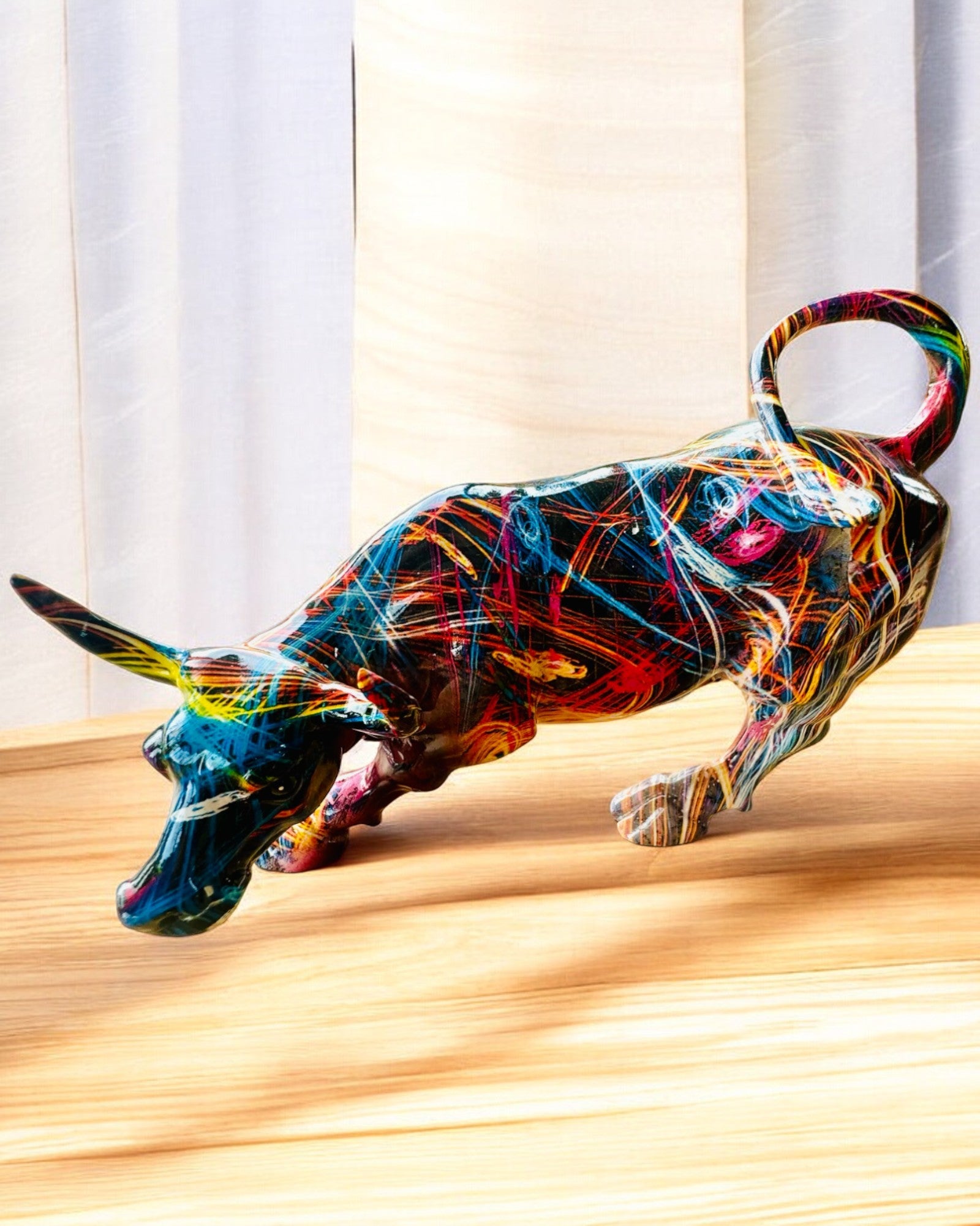 Decoratief Beeld "BullArt" – Unieke Kunst met Graveeroptie - 4 Kleuropties, voor een Gepersonaliseerd Cadeau