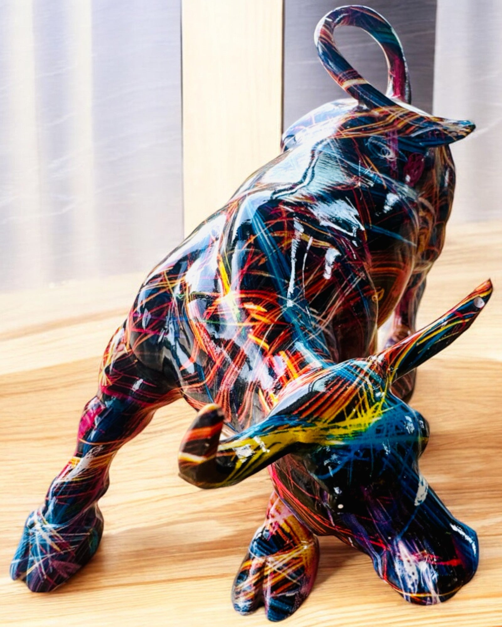 Decoratief Beeld "BullArt" – Unieke Kunst met Graveeroptie - 4 Kleuropties, voor een Gepersonaliseerd Cadeau