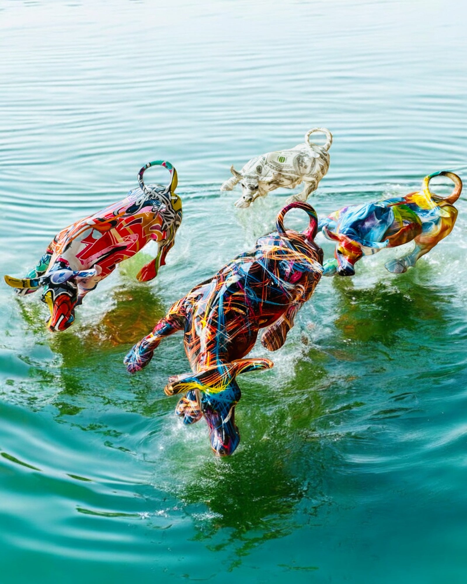 Decoratief Beeld "BullArt" – Unieke Kunst met Graveeroptie - 4 Kleuropties, voor een Gepersonaliseerd Cadeau