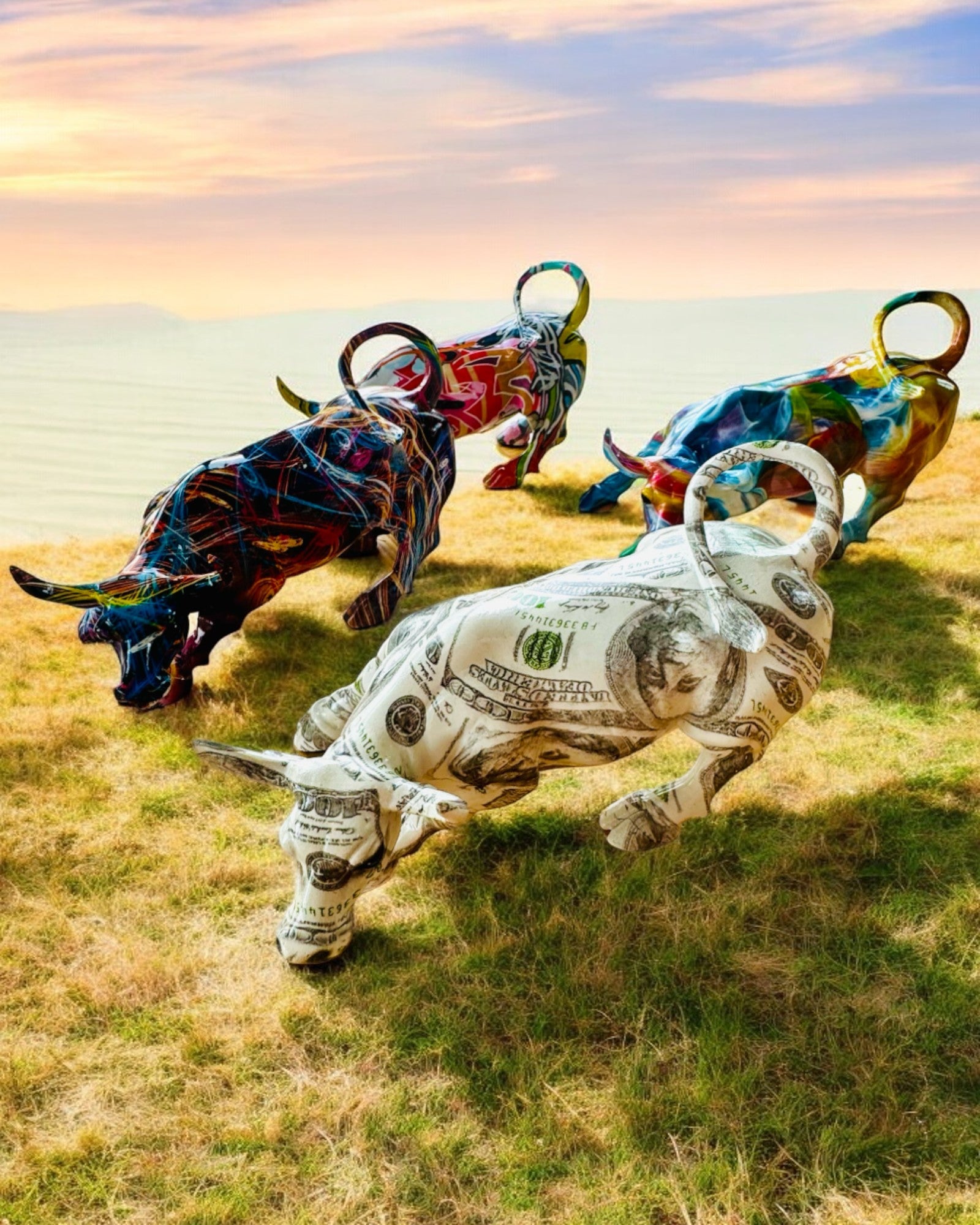 Decoratief Beeld "BullArt" – Unieke Kunst met Graveeroptie - 4 Kleuropties, voor een Gepersonaliseerd Cadeau