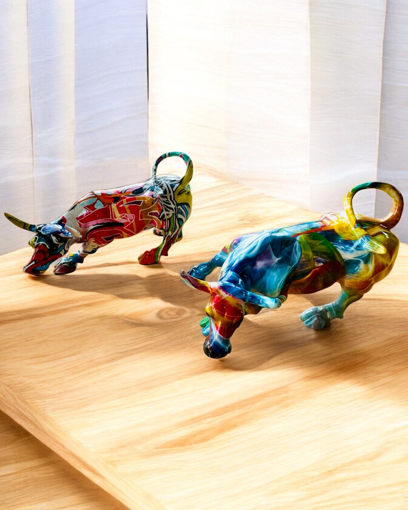 Decoratief Beeld "BullArt" – Unieke Kunst met Graveeroptie - 4 Kleuropties, voor een Gepersonaliseerd Cadeau