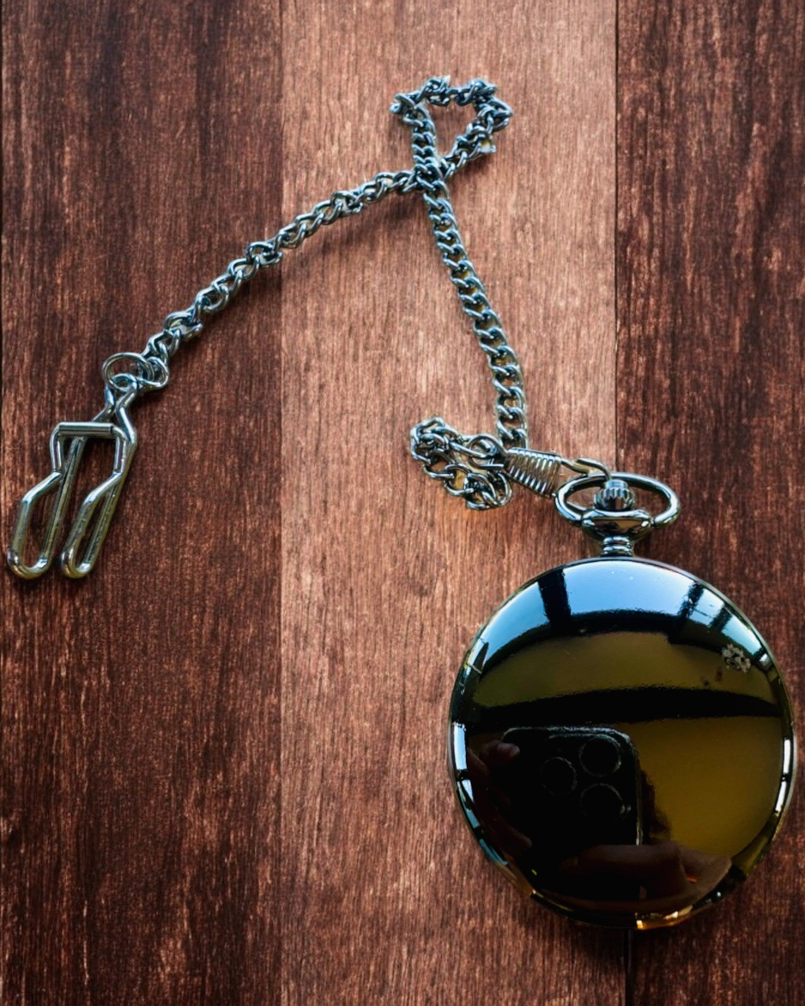 Klassieke Zakhorloge met Romeinse Cijfers en Ketting, Kwarts, Zwarte Glans - kleur zwart