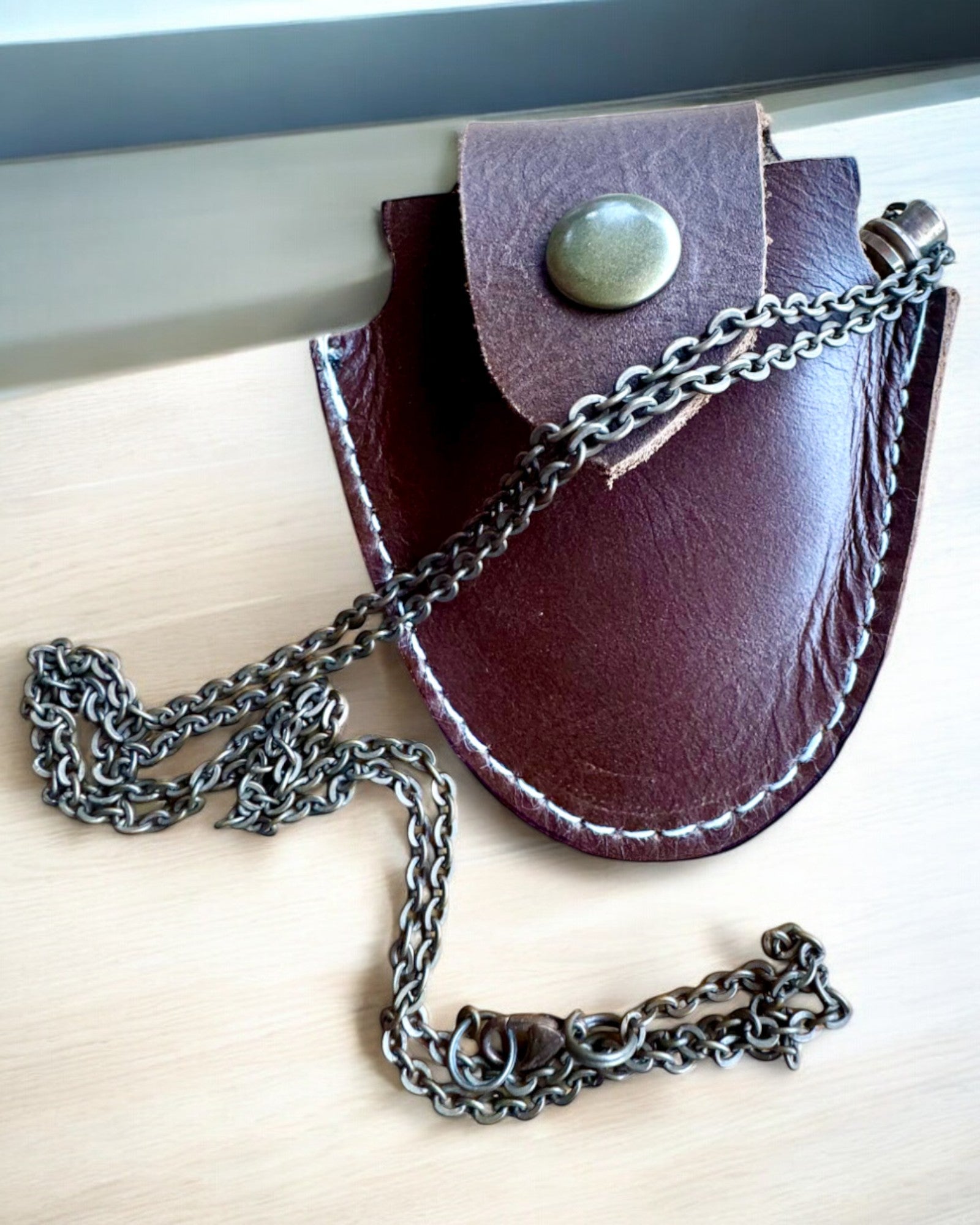 Vintage Look - Vergrootglas met Glazen Lens en Leren Etui, mogelijkheid tot personalisatie met gravure