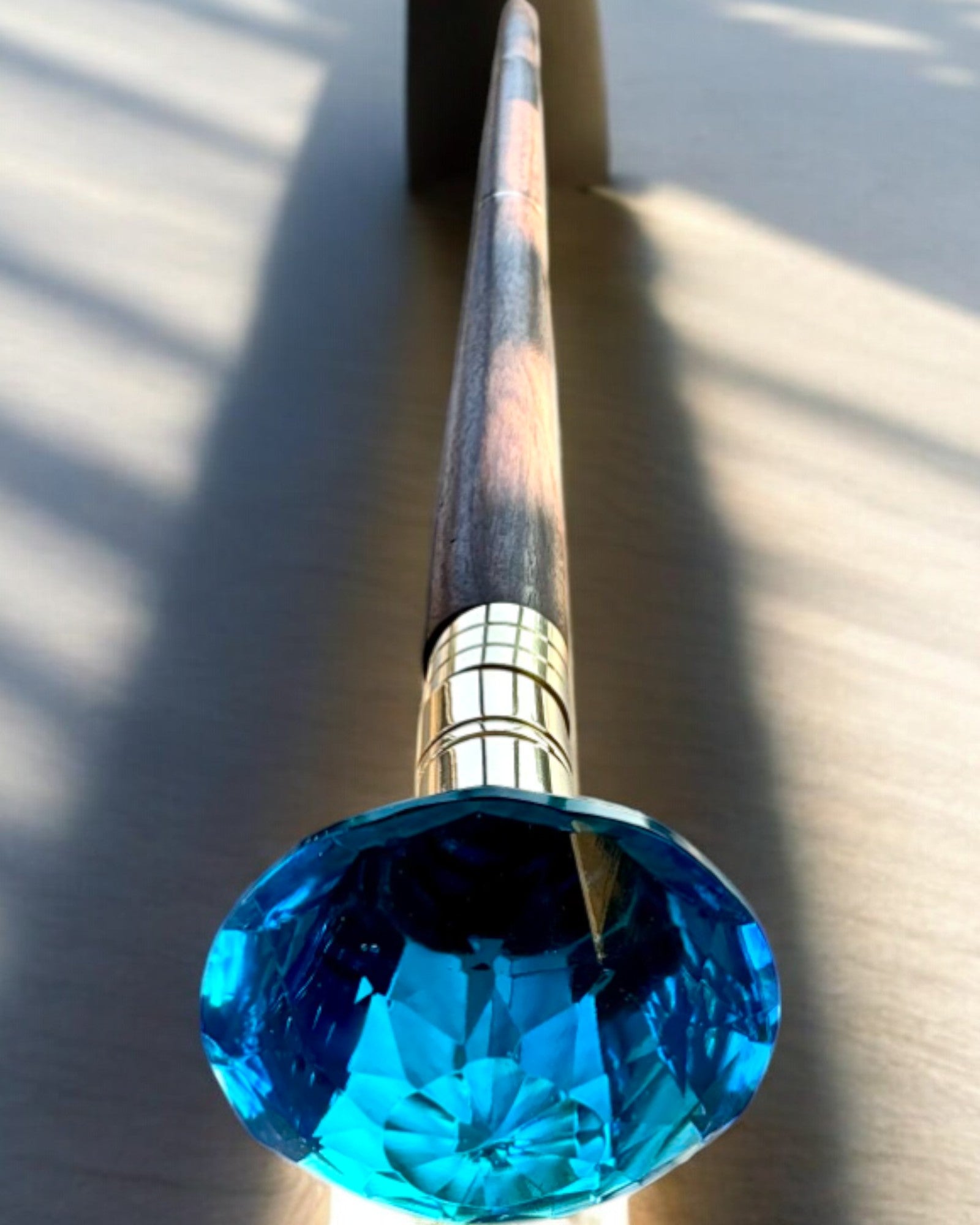 Wandelstok "Diamant in brons" - Houten Handgemaakt, mogelijkheid tot graveren