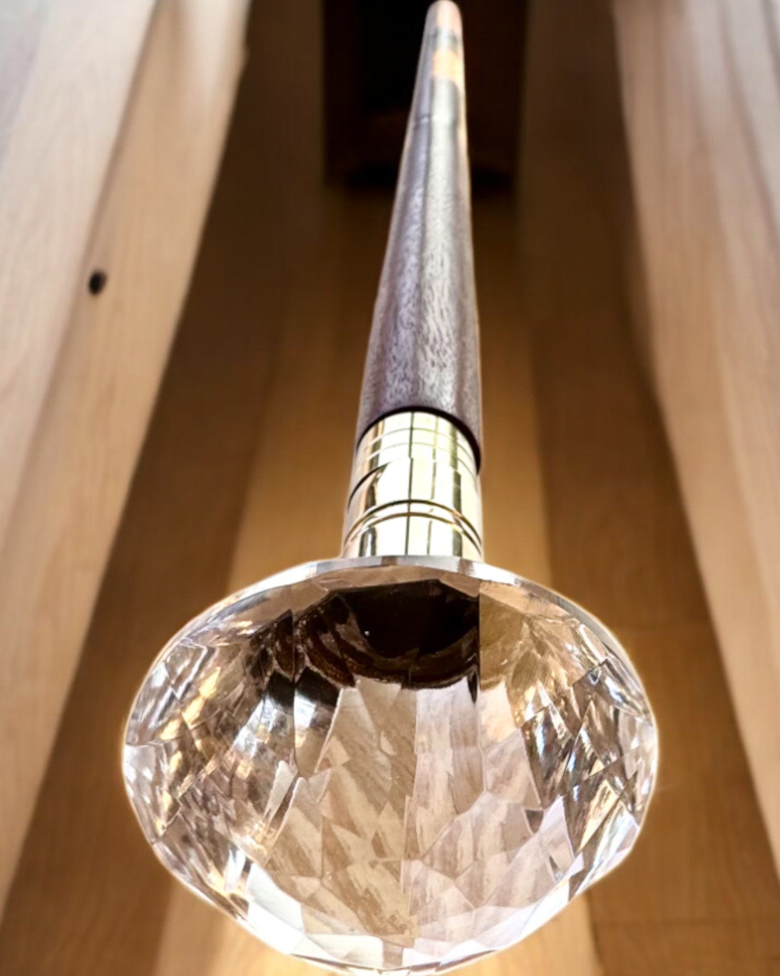 Wandelstok "Diamant in brons" - Houten Handgemaakt, mogelijkheid tot graveren