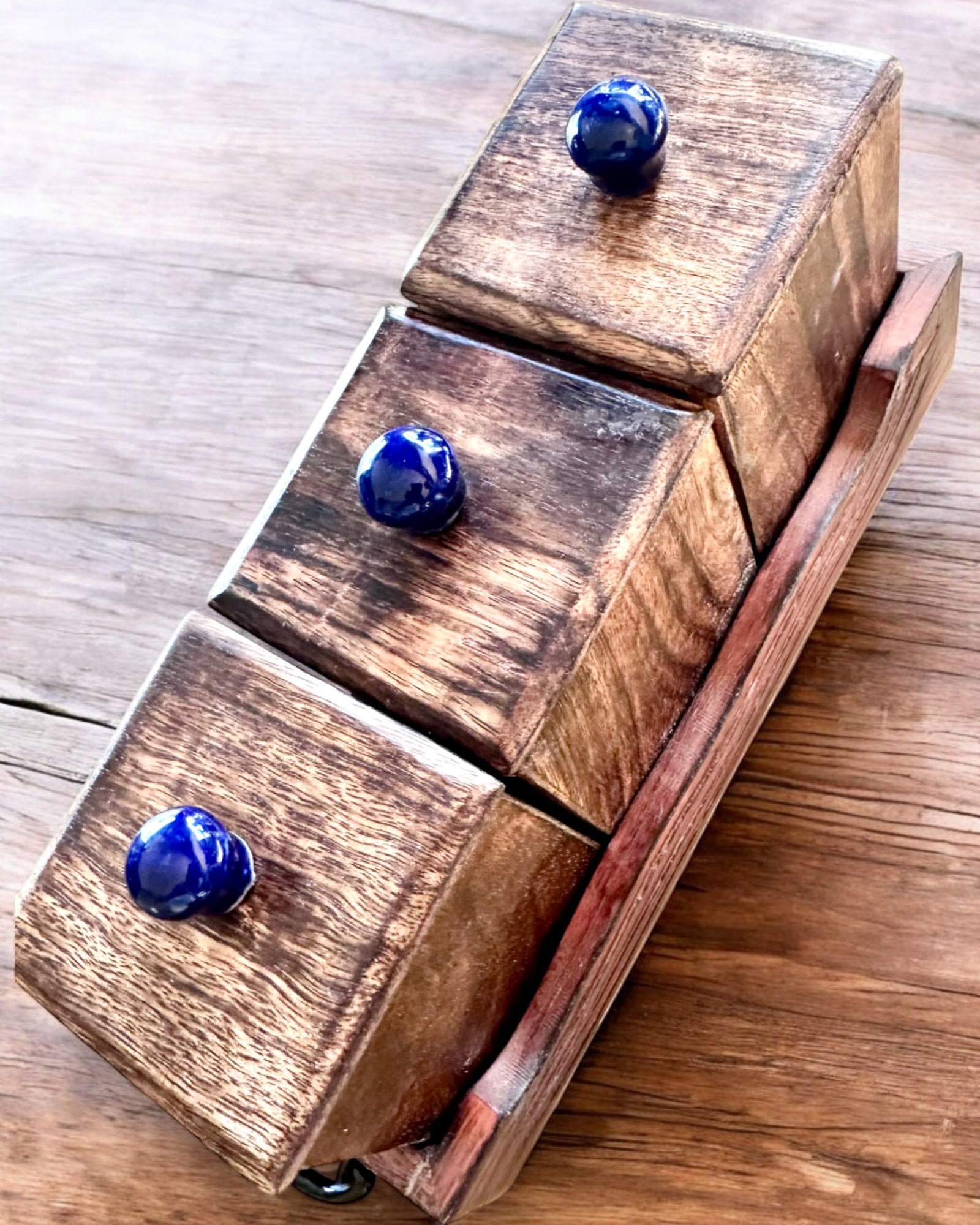 Set Royal Trio – Thee, Koffie, Suiker van Shisham hout, handgemaakt, met optie voor gravure als cadeau