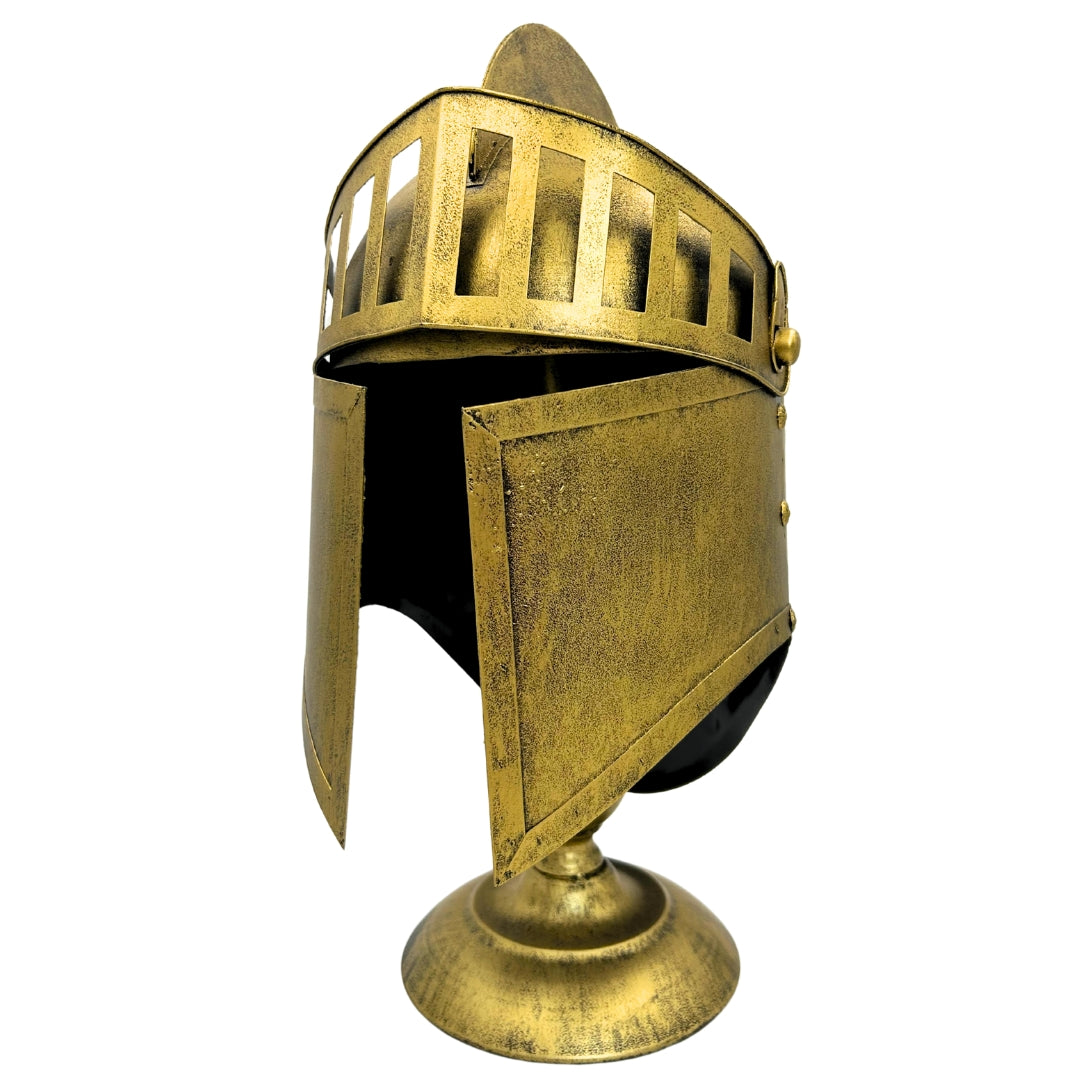Decoratieve Griekse retrohelm van metaal in goudkleurige stijl
