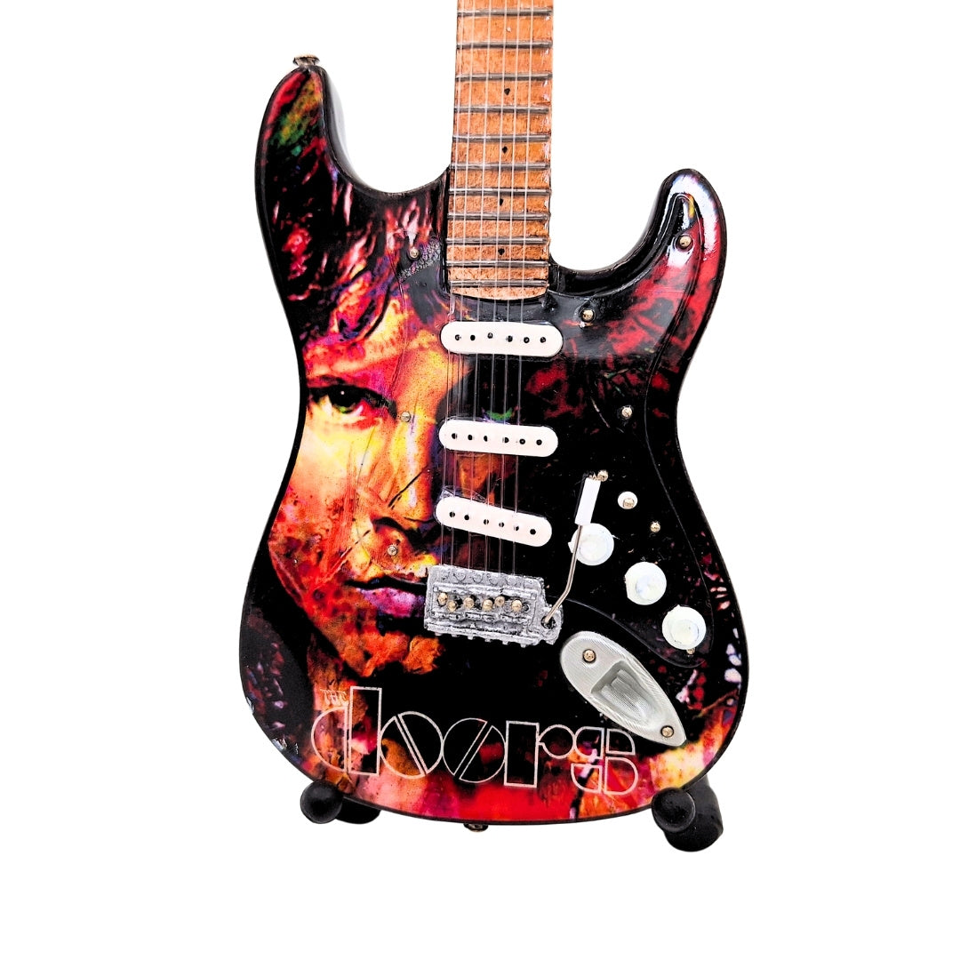 Minigitaar Jim Morrison The Doors - Mahoniehout - Gepersonaliseerde gravure - Ideaal cadeau voor muziekliefhebbers - Hoogte 27,5 cm - Decoratief verzamelobject