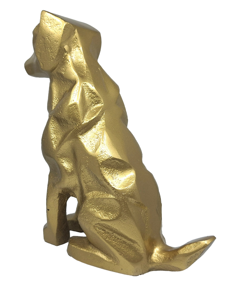 Gouden decoratief beeldje Hond DOG2 met mogelijkheid tot personalisatie met gravure