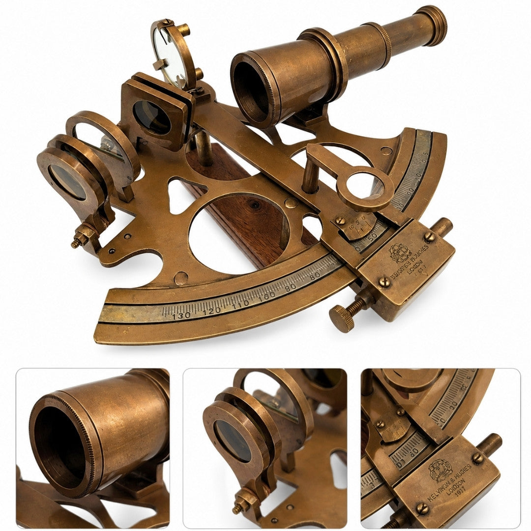Grote messing sextant met mogelijkheid tot personalisatie met gravure