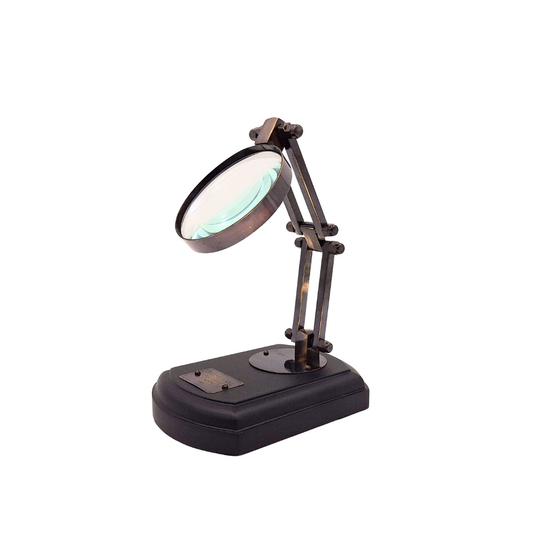 Loep op houten voet met messing omlijsting, mogelijkheid tot personalisatie met gravure, ideaal cadeau voor modelbouwers en liefhebbers van retrostijl, diameter 7,5 cm, vergroting 3,5x
