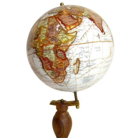 Elegante decoratieve wereldbol op houten voet met mogelijkheid tot personalisatie met gravure, 27 cm, donkerbruin, ideaal als cadeau