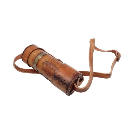 Retro messing verrekijker met leren riem NC1596 met mogelijkheid tot personalisatie met gravure
