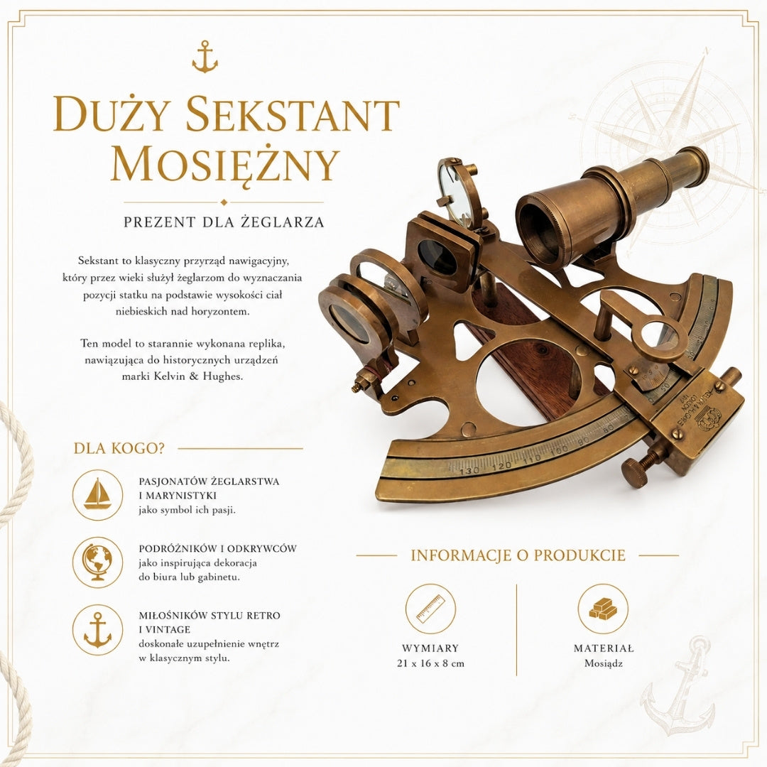 Grote messing sextant met mogelijkheid tot personalisatie met gravure