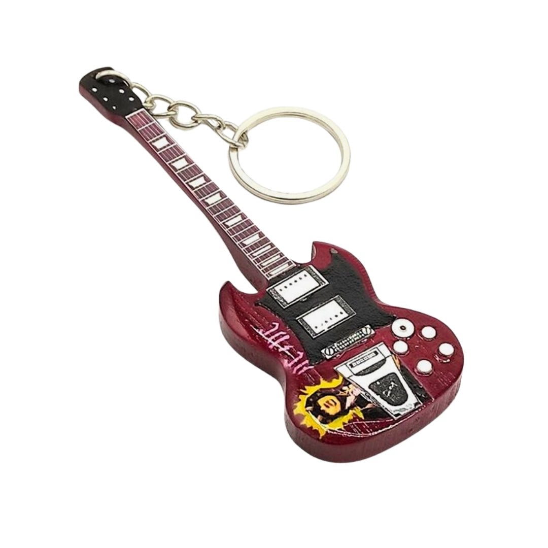 Sleutelhanger in de vorm van een AC/DC-gitaar