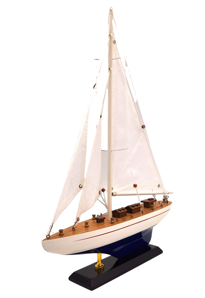 Houten jachtmodel hoogte 42 cm met mogelijkheid tot personalisatie door gravure