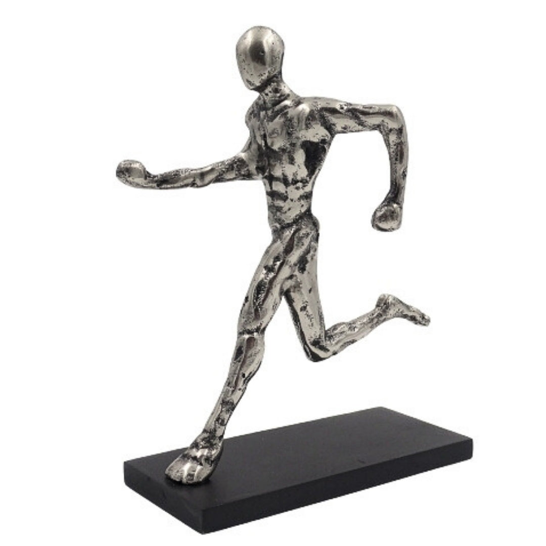 Beeldje hardloper metalen figuur met gravure