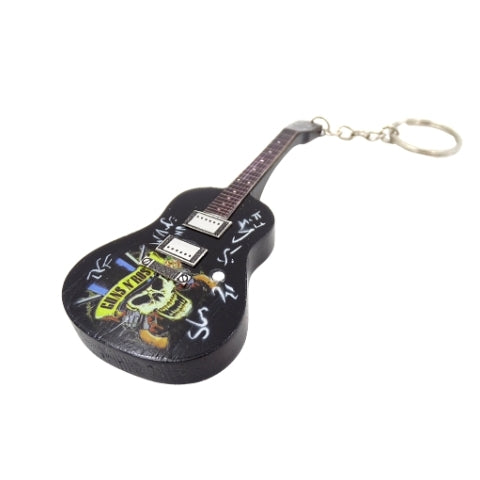 Mini-gitaarsleutelhanger in Guns N' Roses-stijl met mogelijkheid tot personalisatie met gravure