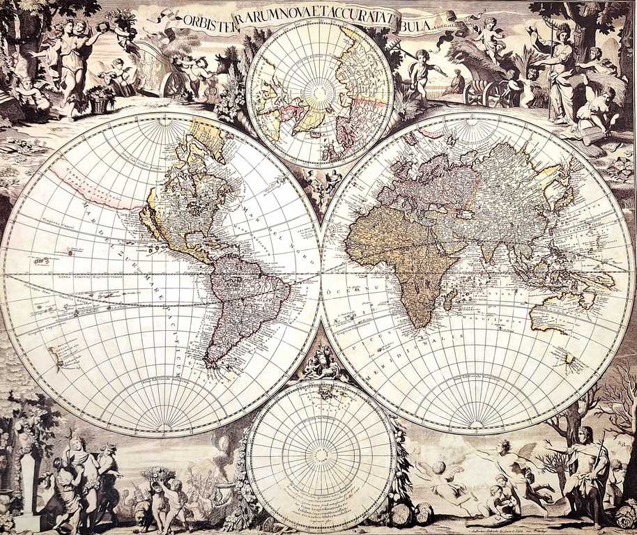 Wereldkaart 1686 - G. Valck-reprint met mogelijkheid tot personalisatie met gravure - ideaal cadeau voor historici en reizigers - afmetingen 56,5 x 47,5 cm