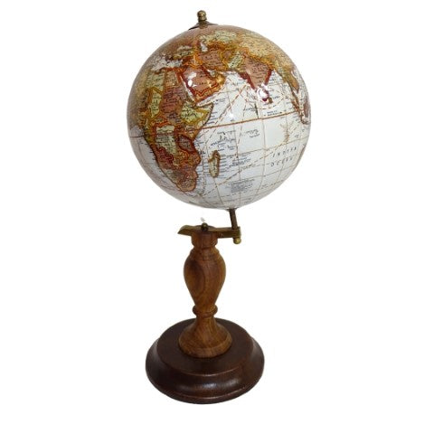 Elegante decoratieve wereldbol op houten voet met mogelijkheid tot personalisatie met gravure, 27 cm, donkerbruin, ideaal als cadeau