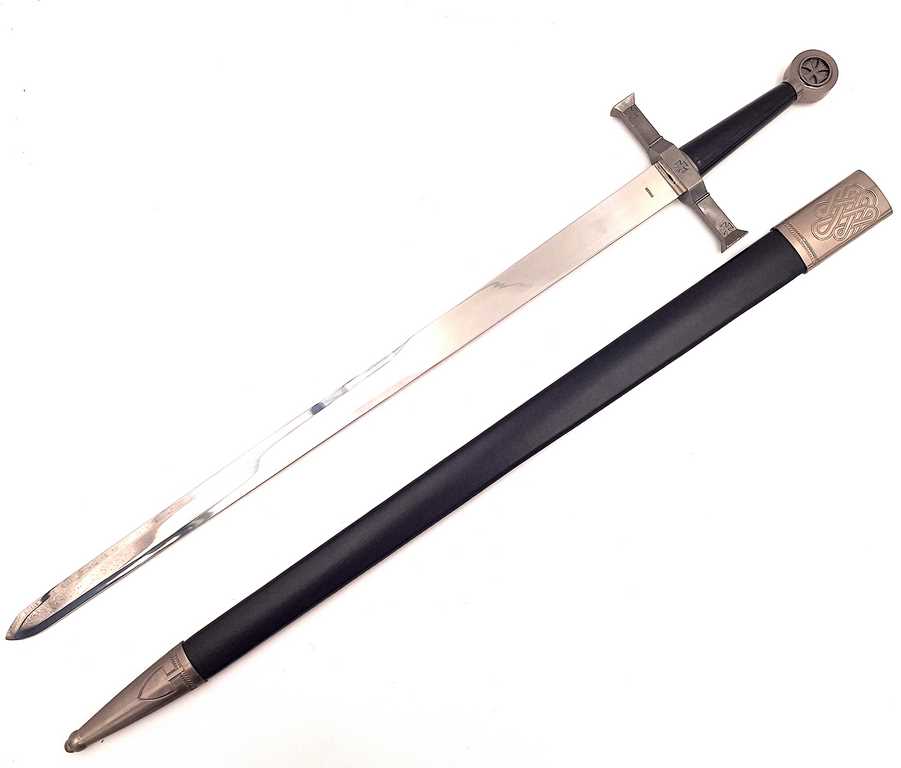 Stalen ridderzwaard 84 cm in schede - replica SW-114 met mogelijkheid tot personalisatie met gravure