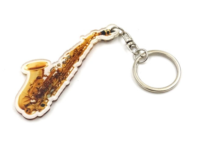 Saxofoon-sleutelhanger ACI-8034 van acryl met mogelijkheid tot personalisatie met gravure