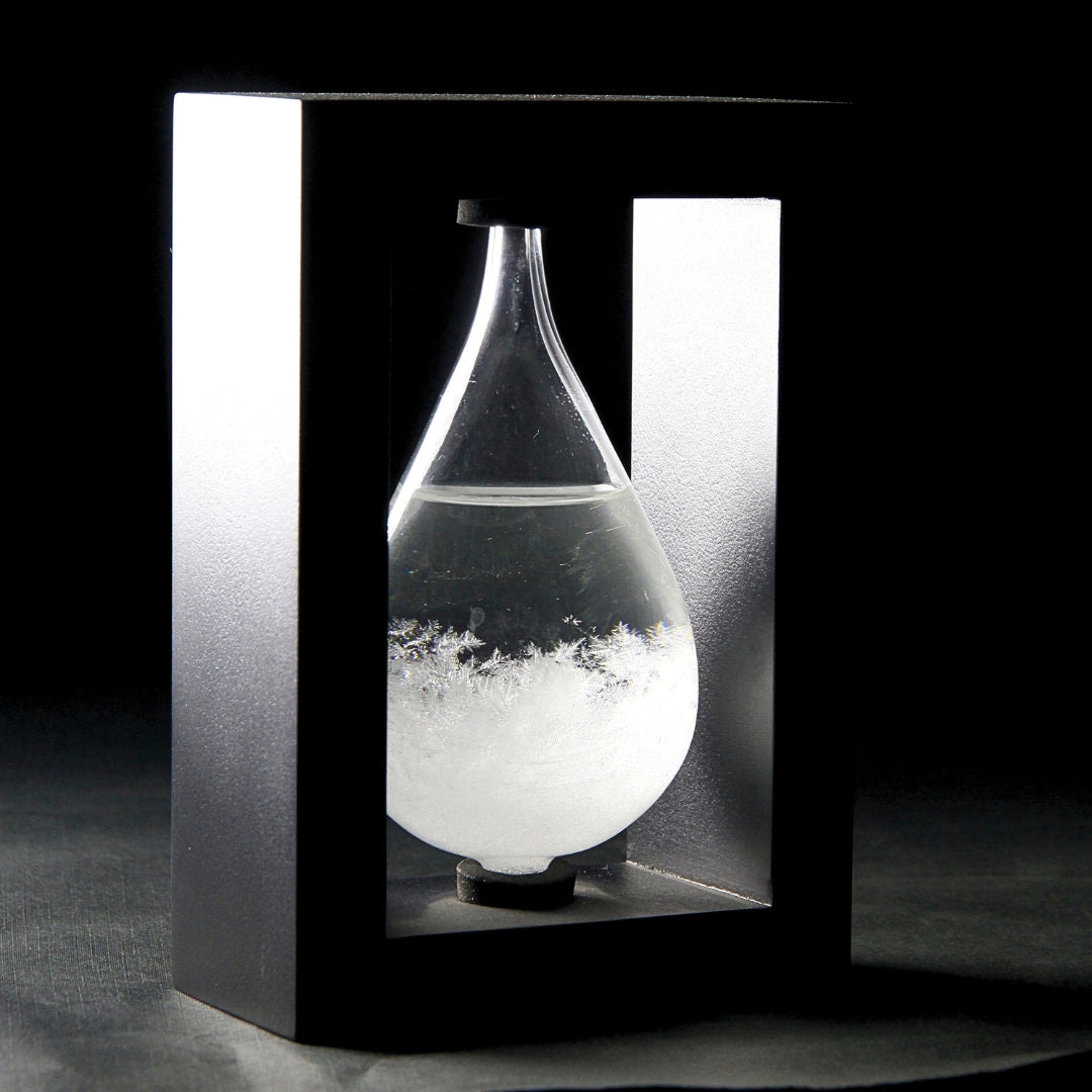 FitzRoy-stormbarometer in houten omlijsting - druppel Storm Glass met mogelijkheid tot personalisatie met gravure - ideaal cadeau voor elke gelegenheid - elegant weerstation in moderne stijl met kristallen die reageren op weersveranderingen