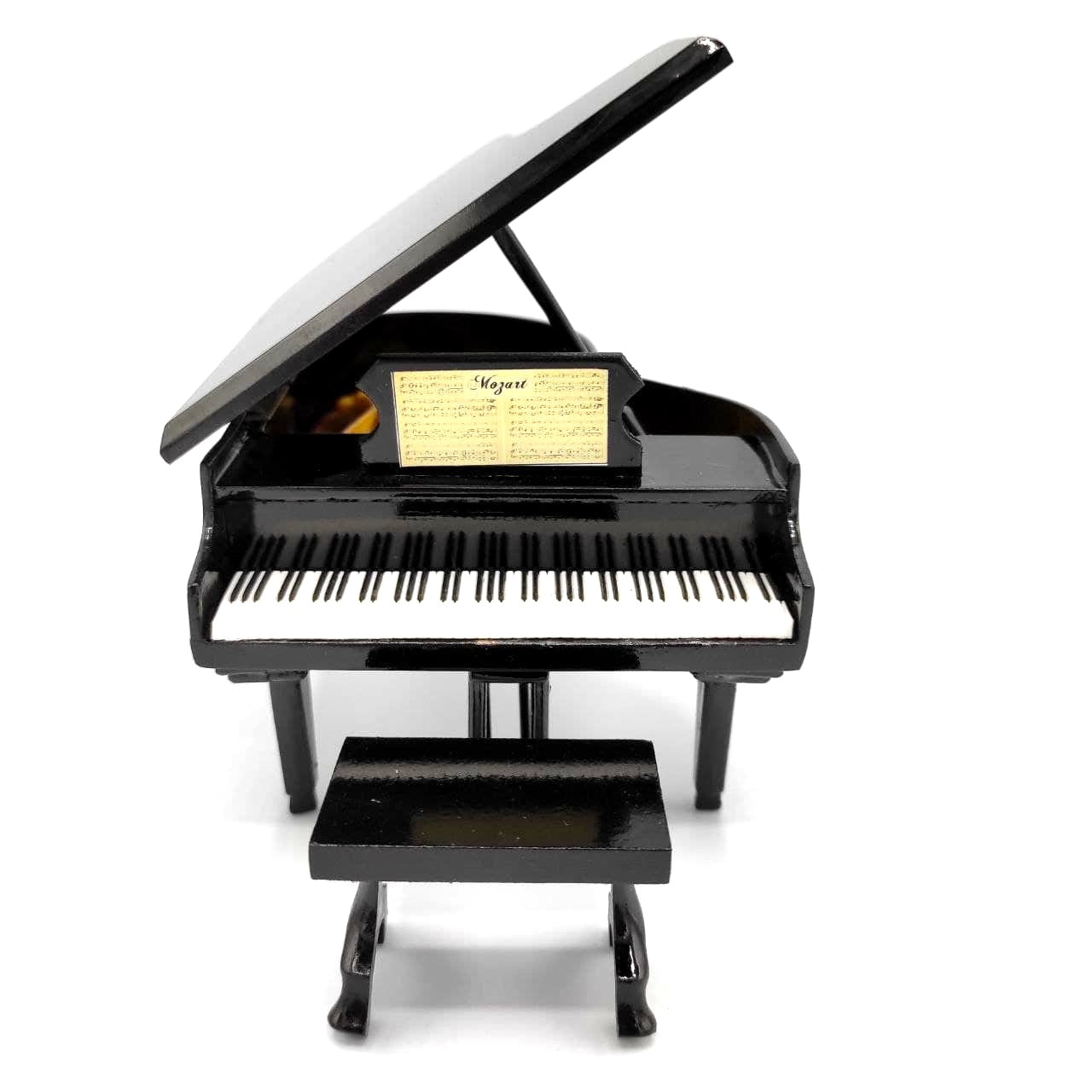 Mini-piano met mogelijkheid tot personalisatie met gravure, zwart, met de hand gemaakt van balsahout, schaal 1:10, ideaal als cadeau voor pianisten en muziekliefhebbers, hoogte 8 cm