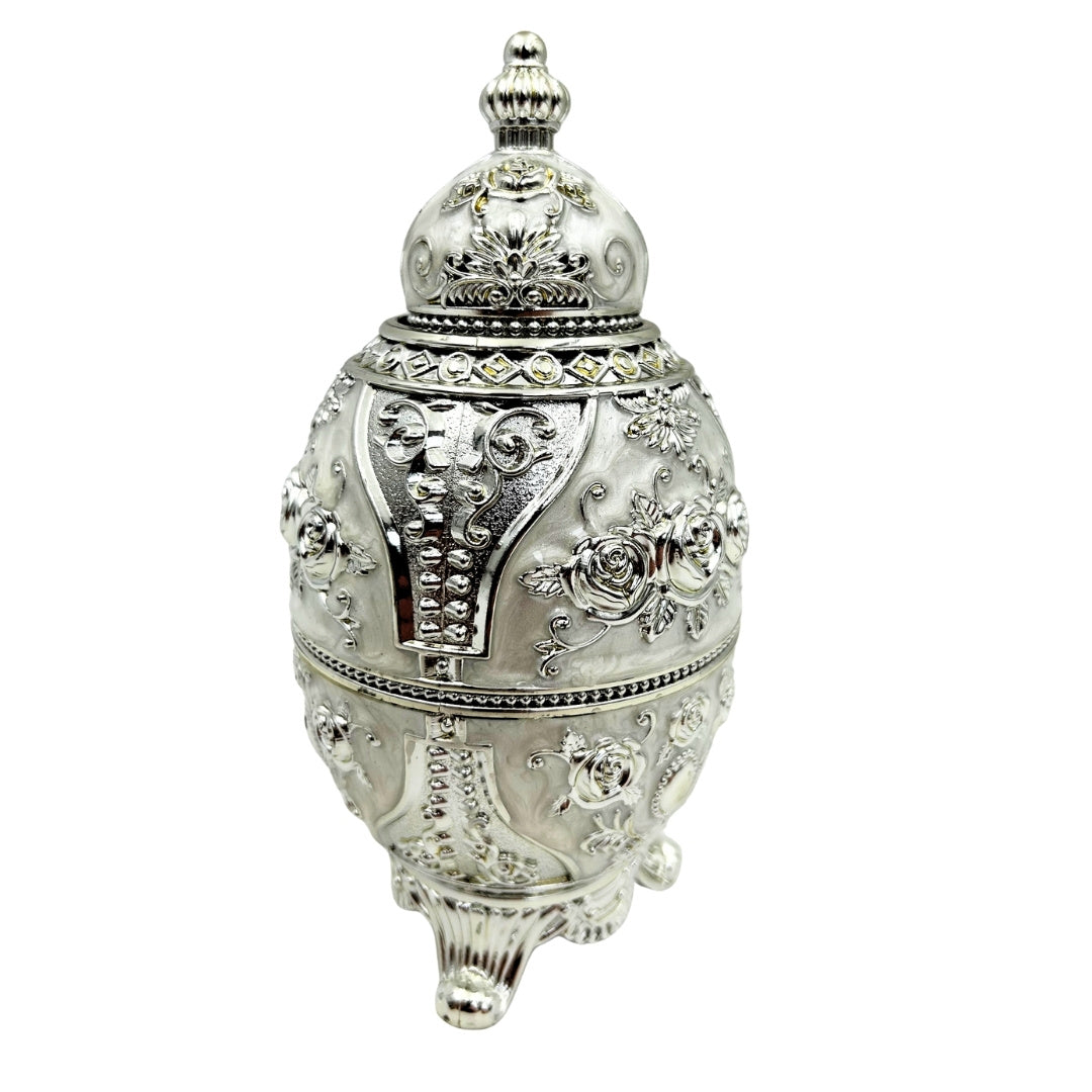 Zilveren Fabergé-ei, te openen, met graveermogelijkheid