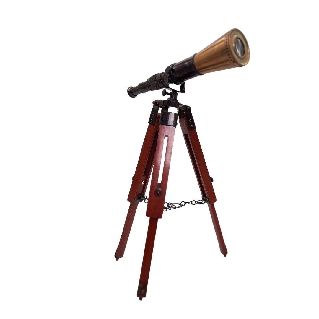 Messing telescoop op driepoot met mogelijkheid tot personalisatie met gravure - elegant decoratief element als cadeau, hoogte verstelbaar tot 30 cm