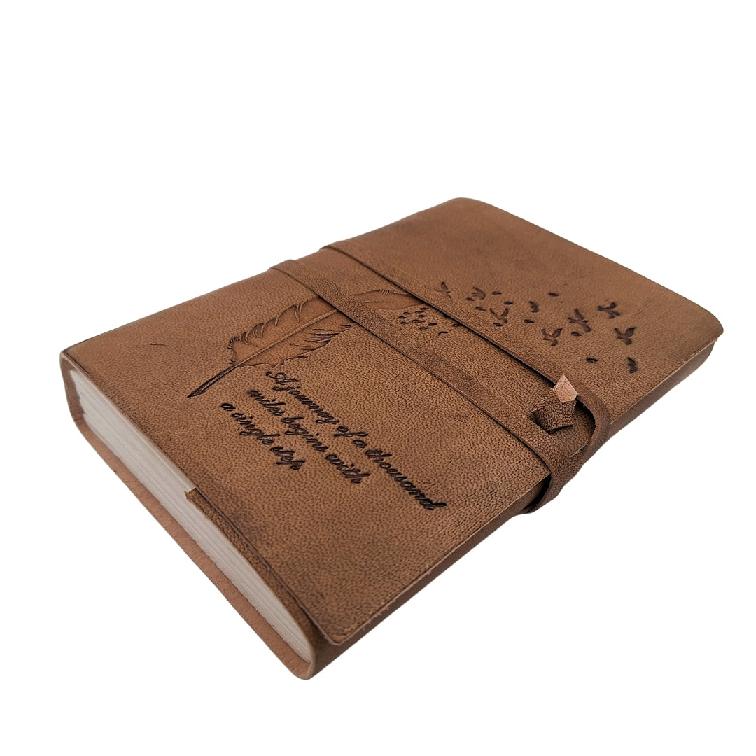 Retro leren notitieboek met inscriptie 200 pagina's