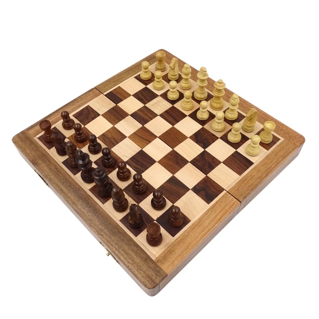 Magnetisch houten schaakspel 30x30cm opvouwbaar G614 met gravure