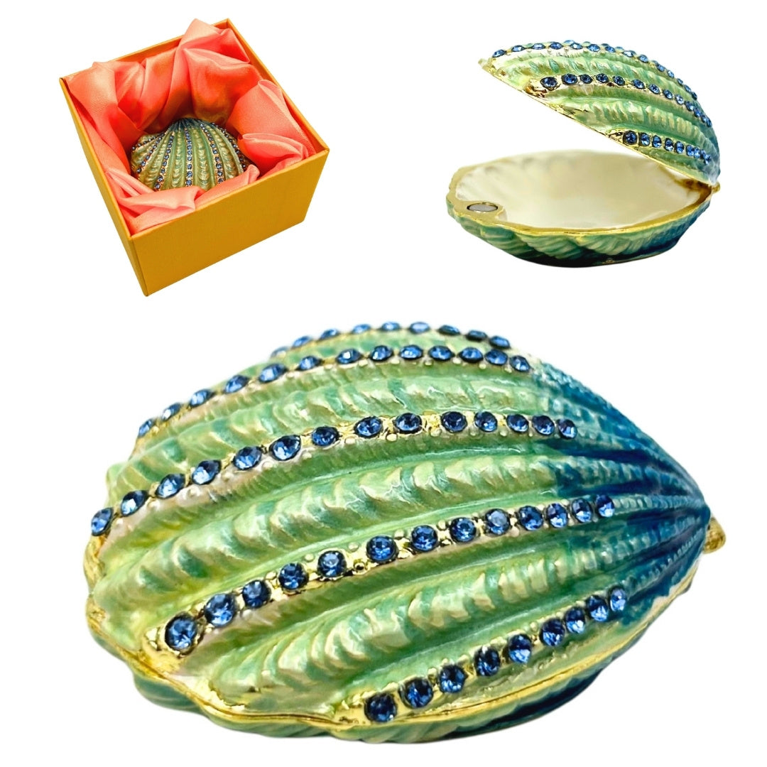 Sieradendoos schelp met kristalletjes