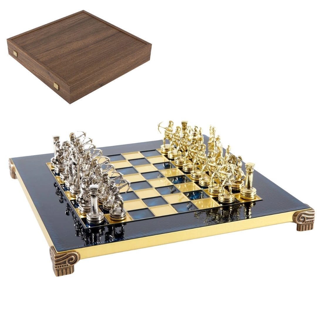 Exclusief metalen schaakspel Archers met gravure